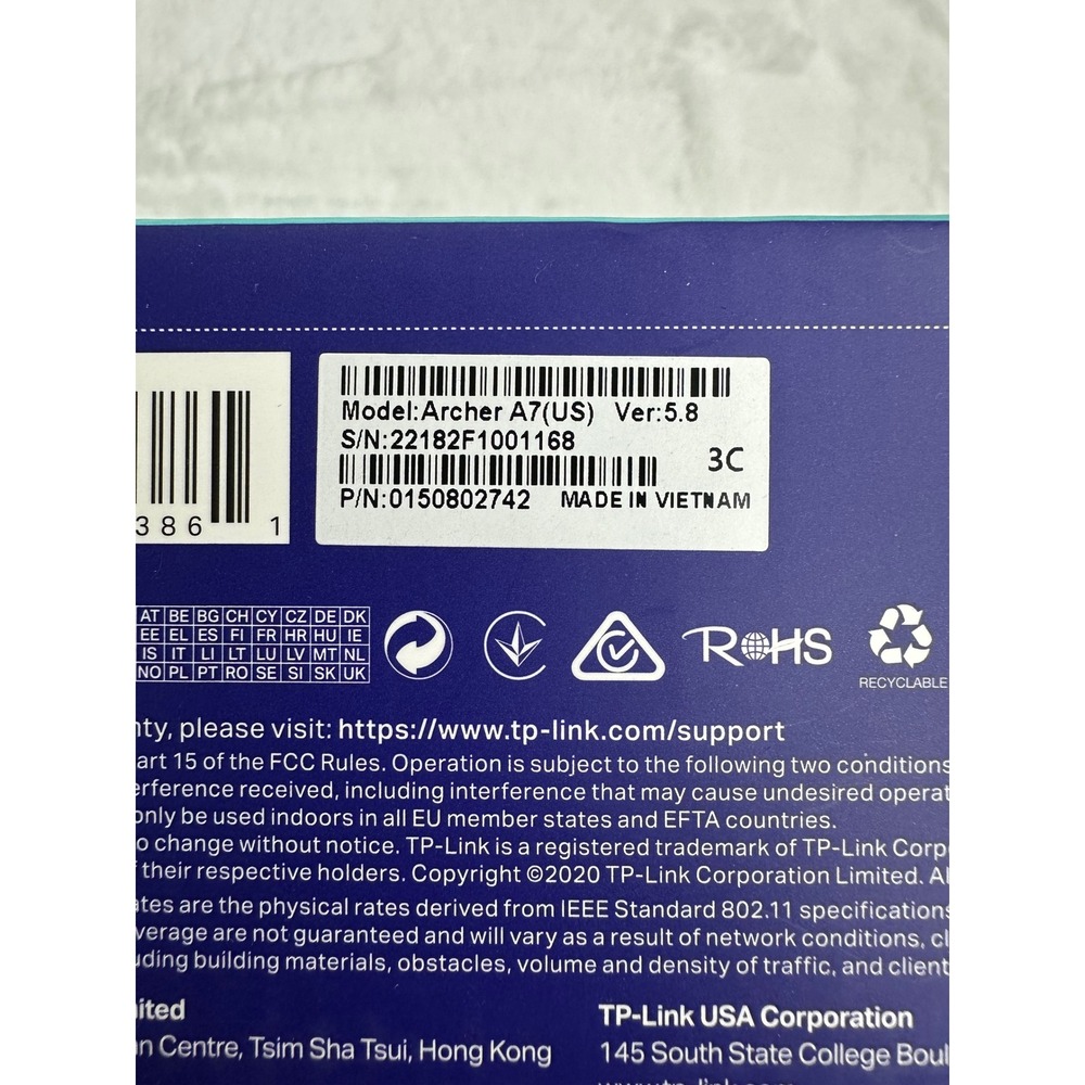 TP-Link Archer A7 AC1750 Mesh WiFi Router Dual Band Gigabit Wireless Router - Picture 2 of 4